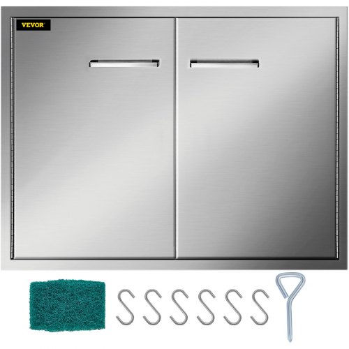 VEVOR Porte Inox Cuisine Extérieure Double Portes d'Accès d'Ilots de Barbecue Taille Découpe 78x53 c