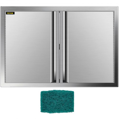 Porte Double Accès En Acier Inox Cuisine Extérieure Ilot De Barbecue Bbq 71x48cm