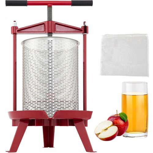 

VEVOR Presse à vin à fruits, 14 L, presseur manuel en fonte pour la fabrication de vin, cidre, teinture, légumes, miel, huile d'olive avec panier creux en acier inoxydable, poignée en T de 0,3 cm