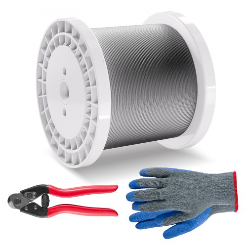 

VEVOR Câble Acier Inoxydable, 3,18 mm x 305 m, Câble Métallique Inox 316 Tressé 7x7 Qualité Aéronautique Marine avec Coupe-fil, Gants, Résistance de Rupture 7,1 kN, pour Garde-corps, Clôture, Rampe