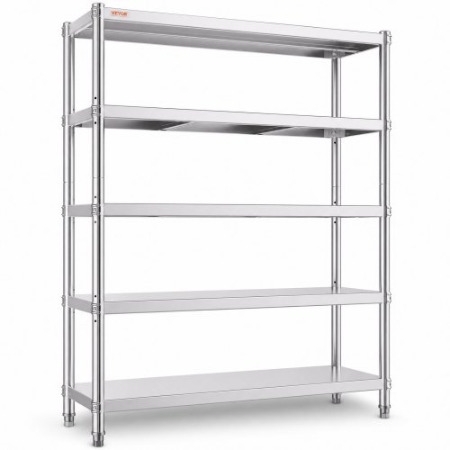 

VEVOR Étagère de Cuisine INOX 1200x455x1830 mm Table Rangement Cuisine 5 Étage Universelle Étagère à Épices Professionnelle