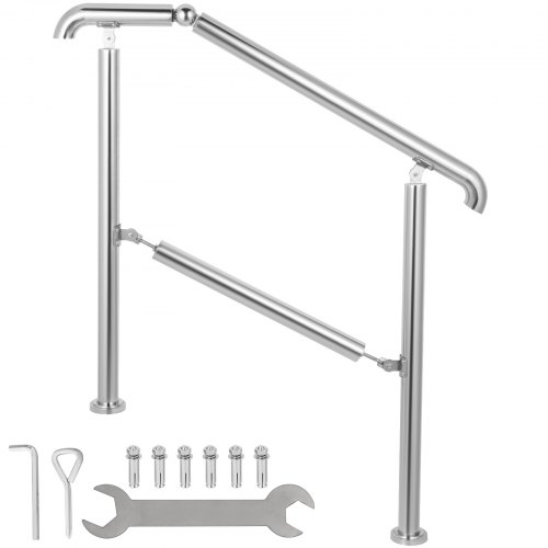 

VEVOR Rampe 2 à 3 Marches d'Escalier en Acier Rampe Escalier Inox Argent Garde Corps Escalier en Inox Angle Réglable de 0-45° Rampe Inox pour Escalier Rail Réglable pour Jardin Extérieur et Intérieur