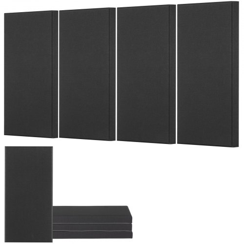 

VEVOR Panneau Acoustique Mural Autocollant Insonorisant 60x30x5 cm Lot de 4 Noir