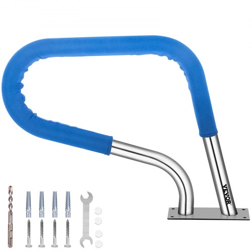 

VEVOR Rampe Piscine Inox 76,2x55,8 cm Main Courante 113 kg Rail Barre d'Appui de Piscines Tube 4,83 cm Épaisseur 2 mm avec Housse Poignée 1,2 m 4 Ancres pour Sortie Entrée Piscine Spa Parc Aquatique
