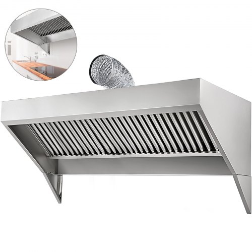 VEVOR Hotte Aspirante Commerciale 210x76 cm, Système de Hotte Casquette en Acier Inox Encastrable In