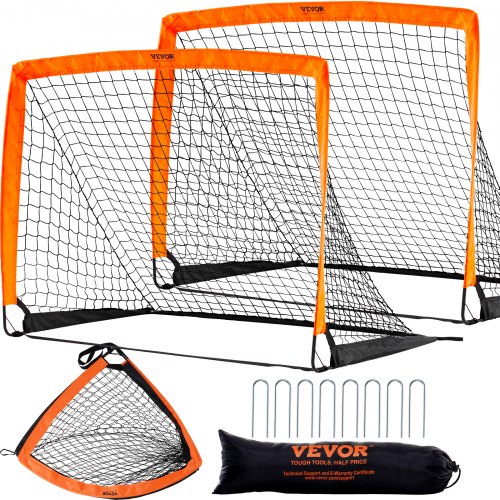 VEVOR But de Football Pop Up pour Enfants 2PCs Cage de Foot de 122x91 cm avec Sac de Transport Prati