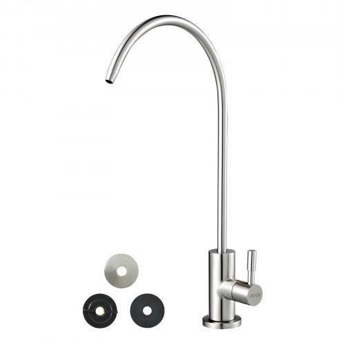 

VEVOR Robinet d'eau potable sans plomb en acier inoxydable, robinet à osmose inverse avec valve en laiton massif, filtrée à arc élevé, pour évier cuisine, comptoir de bar, café, couleur nickel brossé