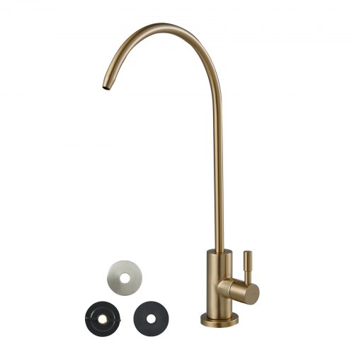 

VEVOR Robinet d'eau potable sans plomb en acier inoxydable, robinet à osmose inverse antirouille et durable avec valve en laiton massif, pour évier de cuisine, comptoir de bar, café, couleur or brossé