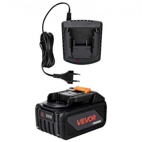 

VEVOR Batterie et Chargeur 20 V, Batterie Lithium-ion 4 Ah Grande Capacité, Autonomie Prolongée, Cordon 1,8 m, Indicateur de Charge Clair, Compatible Outils de Série, pour Remplacement, Charge Rapide