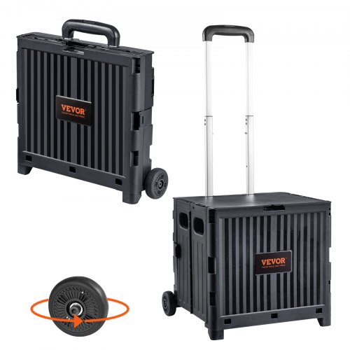 

VEVOR Chariot de Courses Capacité de Charge 36,2 kg Caddie Pliable Utilitaire Portable avec Poignée Télescopique Robuste 2 Roues Transport pour Voyages, Courses, Déménagement, Bagages, Bureau, Noir