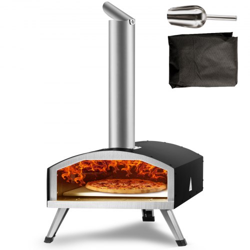 VEVOR Four à Pizza Portable 305 mm Four à Bois et Charbon de Bois Extérieur Portable en Inox et Acie
