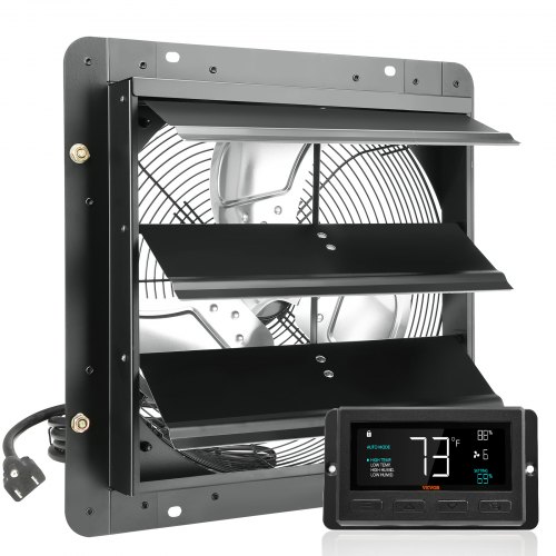 

VEVOR Ventilateur d'extraction à volets, 35,6 cm avec contrôleur de température et d'humidité, extracteur d'air de grenier mural réglable à vitesse variable, 1700 m³/h, moteur EC, pour serre, garage
