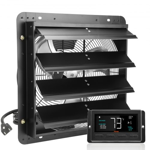 

VEVOR Ventilateur d'extraction à volets, 40,9 cm avec contrôleur de température et d'humidité, extracteur d'air de grenier mural réglable à vitesse variable, 2900 m³/h, moteur EC, pour serre, garage