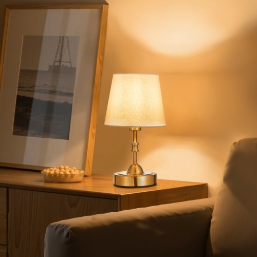 

VEVOR Lampe de table sans fil avec batterie rechargeable abat-jour en tissu doré