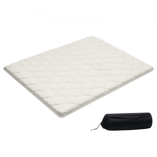 

VEVOR Matelas Futon Taille Queen, Matelas de Sol Japonais Pliable, Tatami Doux pour Dormir Yoga Méditation et Relaxation, 203,2x152,4x6,35 cm, 9 Couches, avec Sac de Rangement et Attaches, Blanc