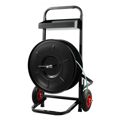 

VEVOR Chariot de cerclage pour bobines de cerclage PET/PP/fibre de 203 mm, distributeur de cerclage robuste, équipé de poulies anti-recul, système de freinage amélioré, plateau spacieux pour outils