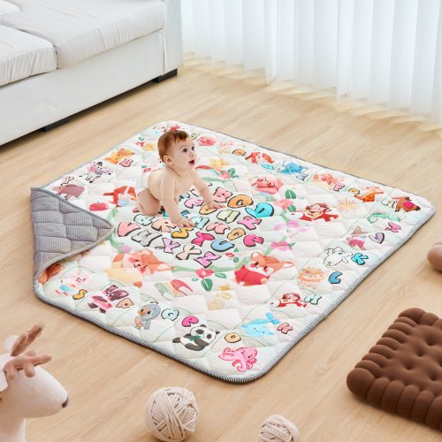 

VEVOR Tapis de Jeu d'Activité Doux Épais pour Bébés Enfants Maison 1,27x1,27 m