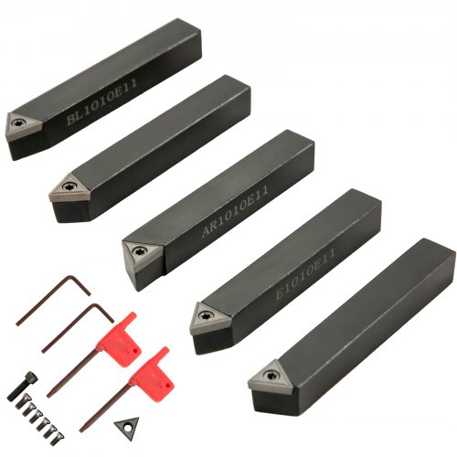 5pcs 10mm Cnc Tour Excircle Indexable Carbure Outil De Tournage Bit Set Noire