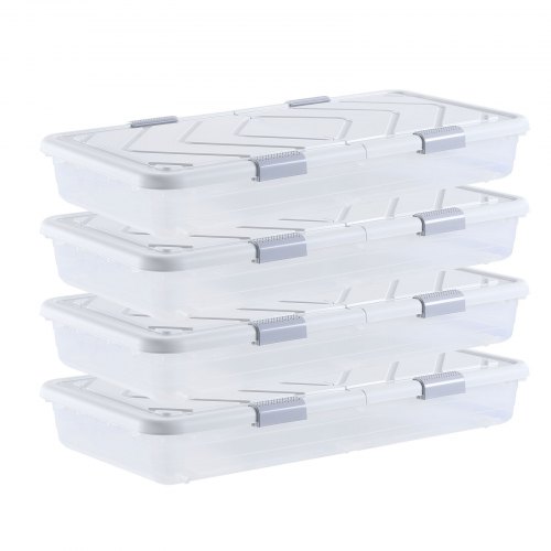 

VEVOR Sacs de Rangement sous Lit avec Roulettes, Organisateur de Chaussures sous le Lit 80,5x39,6x17,5 cm, Boîte de Rangement avec Couvercle et Poignées pour Vêtements, Couvertures, Chambre à Coucher