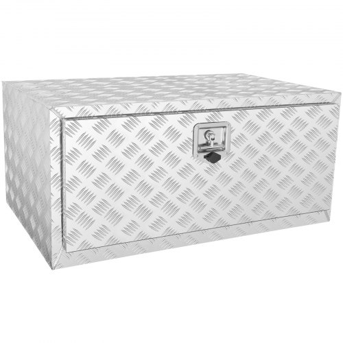 

VEVOR Boîte à Outils pour Camion 91,4×61×61 cm Coffre Sous-châssis Fixation Inférieure Caisse de Stockage en Alliage d'Aluminium Solide avec Serrure et Clés pour Remorque Pick-up Véhicules Transport