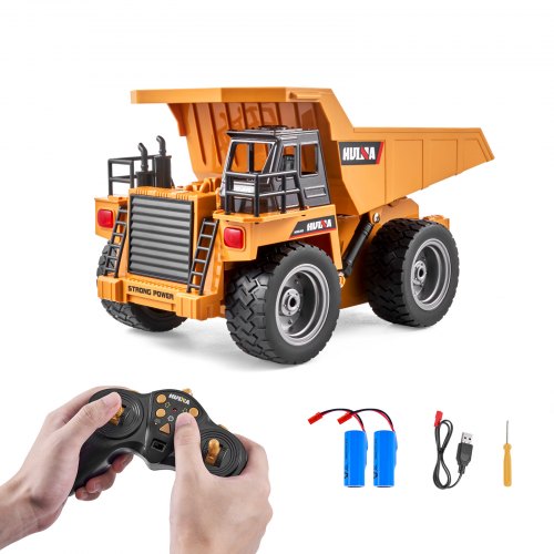 

VEVOR Camion à benne basculante télécommandé, 9 canaux, camion-benne RC 1:18, jouet véhicule construction, cabine en métal, lumière, 2 piles rechargeables, pour enfants, garçons, filles, 8 ans et plus