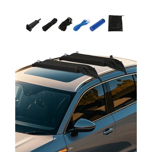 

VEVOR Coussinets de Toit Gonflables Universels, Coussinets pour Barres Transversales et Porte-kayak, Charge 40 kg, avec 2 Sangles d'Arrimage, Cordes, Pompe à Air et Sac, pour Canoë Planche de Surf