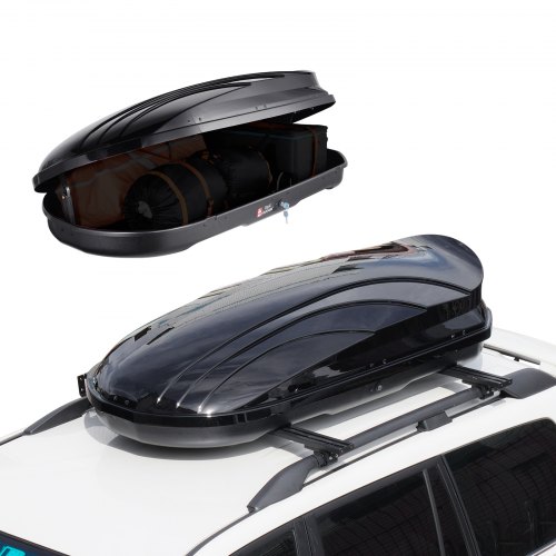 

VEVOR Coffre de Toit 340 L, Porte-Bagages de Toit Coque Rigide en ABS, avec Ouverture Double-Face 2 Sangles Renforcées, Aérodynamique, pour la Plupart des Barres Transversales, Voiture, SUV, Noir