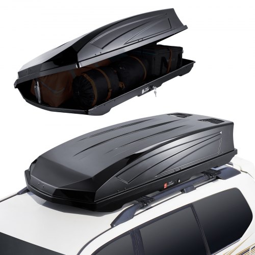 

VEVOR Coffre de Toit 488 L, Porte-Bagages de Toit Coque Rigide en ABS, avec Ouverture Double-Face 2 Sangles Renforcées, Aérodynamique, pour la Plupart des Barres Transversales, Voiture, SUV, Noir