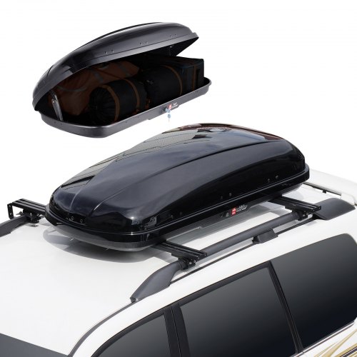 

VEVOR Coffre de Toit 220 L, Porte-Bagages de Toit Coque Rigide en ABS, avec Ouverture Double-Face 2 Sangles Renforcées, Aérodynamique, pour la Plupart des Barres Transversales, Voiture, SUV, Noir