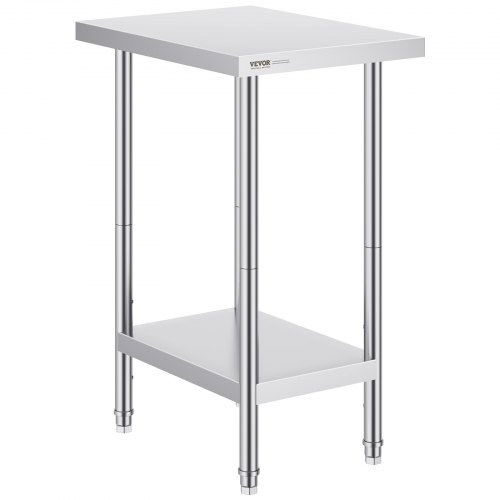 

VEVOR Table de Travail en Acier Inoxydable 61x45,7x86,4 cm, Table de Préparation des Aliments Charge 290 kg, 3 Niveaux de Hauteur Réglables, Meuble de Rangement des Aliments, pour Cuisine Restaurant