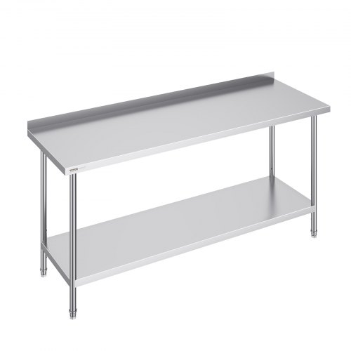 

VEVOR Table de Travail en Acier Inoxydable 61x182,9x91,4 cm, Table de Préparation des Aliments Durable, Hauteur Réglable, Meuble de Rangement des Aliments, pour Cuisine Restaurant Bar Hôtel Maison