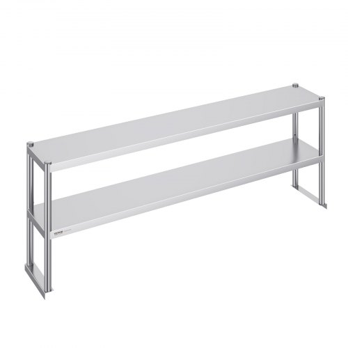 

VEVOR Étagère Double en Inox à 2 Niveaux 30,5x182,9 cm pour Table de Préparation