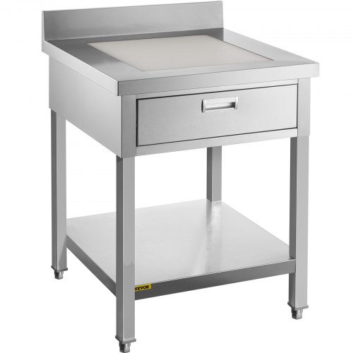VEVOR Table de Travail Inox Table de Préparation 76x61x95 cm 1 Tiroir Cuisine