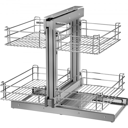 

VEVOR Étagère Coullissante Meuble d'Angle pour Placard d’Une Ouverture 40 cm, 4 Paniers d'Angle 63x48x57 cm, Plateau Coullissant Charge au Total 48 kg en Acier au Carbone, Rangement d’Angle Cuisine