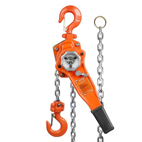 

VEVOR Palan à Levier Manuel 0,75 T Palan à Chaîne à Cliquet Manutention Levage 2,8 m Acier au Carbone G80 Frein Weston Double Cliquet Guidage de Chaîne Crochet 360° pour Marchandises Garage Quai Usine