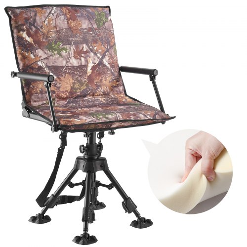 

VEVOR Chaise de Chasse Silencieuse Pivotante à 360°, Siège de Chasse Pliable et Portable, Cadre en Acier, avec Accoudoirs, Housse, Pieds Anti-enfoncement, Hauteur Réglable, pour Pêche Camping