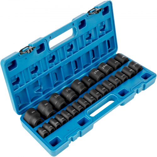 

VEVOR Jeu de Douilles à Choc 1/2" 26PCs, 6 Pans en Acier Allié CR-V, Douilles à Impact Peu Profondes 10-36 mm, avec Mallette de Transport, pour Réparation Auto