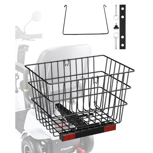 

VEVOR Panier Arrière de Scooter de Mobilité Métallique Robuste, 39x30x30 cm, Capacité de Charge 10 kg, avec Poignée, Fonctionne avec Récepteur 25,4 mm, Compatible avec la Plupart Scooters de Mobilité