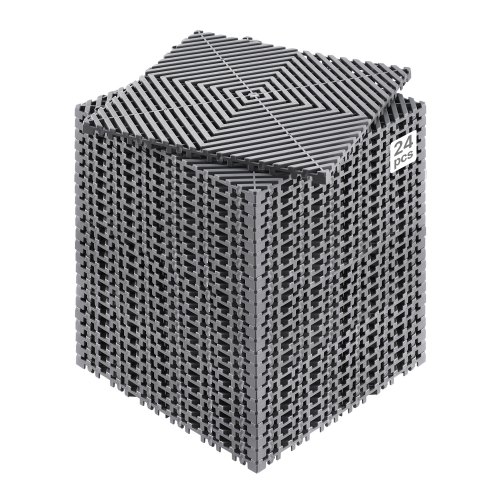 

VEVOR Tapis de drainage emboîtable, 310x310 mm, dalles de sol de drainage modulaire emboîtable, 24 pcs, coussin de sol à épisser en PP antidérapant gris, tapis de douche, pour garage, jardin, cuisine