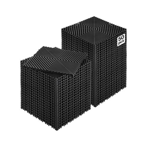 

VEVOR Tapis de drainage emboîtable, 310x310 mm, dalles de sol de drainage modulaire emboîtable, 50 pcs, coussin de sol à épisser en PP antidérapant noir, tapis de douche, pour garage, jardin, cuisine