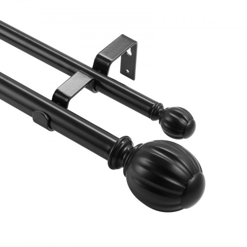VEVOR Tringle à Rideau Double Barre à Rideau Extensible 92-183 cm Embouts Ronds