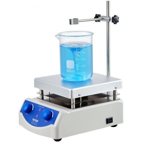 

VEVOR Agitateur Magnétique Chauffant 0-2000 tr/min 3000 mL, Mélangeur Magnétique à Plaque Chauffante Max. 380 °C, Agitateur de Laboratoire avec Support et Barre pour Recherche Étude Expérience