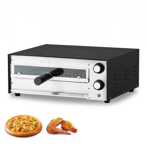 

VEVOR Four à Pizza Électrique de Comptoir 30,5 cm 1450 W, Machine à Pizza d'Intérieur Température Réglable 25-300 °C, avec Minuterie et Double Tube Chauffant, Plateau Ramasse-miettes, pour Cuisine