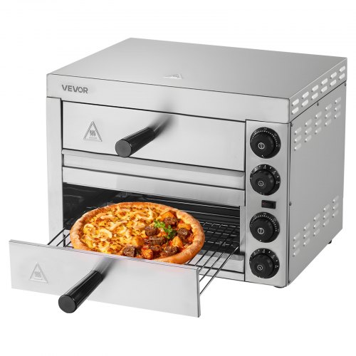 

VEVOR Four à Pizza Électrique de Comptoir 30,5 cm 1700 W, 2 Niveaux, Température Réglable 50-300 °C, Minuterie 0-60 Minutes, Cuisson Uniforme, avec Plateau Ramasse-miettes, pour Restaurant Cuisine