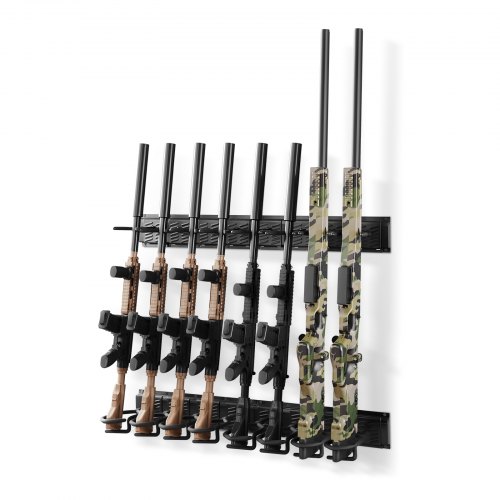 

VEVOR Râtelier d'Armes Mural Verticale, Porte Fusils avec 8 Emplacements, pour Rangement Exposition Carabines Fusils de Chasse Maison Bureau Magasin Garage, Support Mural pour Armes à Feu en Acier