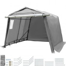 Tente-garage Abri De Voiture10x10x7,8 Pi,abri Pour Voiture Field Shelter Gris