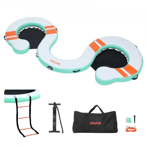 

VEVOR Quai Flottant Gonflable 4,57x1,83 m Plateforme de Quai Gonflable pour Piscine Plage Mer Lac Réunions de Famille Sorties Amis Activités Nautiques avec Sac de Transport Portable, Échelle Amovible