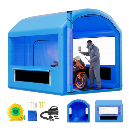 

VEVOR Cabine de Peinture Gonflable de 3 x 2,5 x 2,5 m, Tente de Pulvérisation pour Voiture avec Ventilateur de 550 W et Système de Filtration d'Air, Toit Rond, pour Garage Atelier Automobile