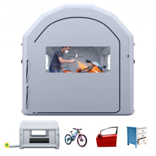 

VEVOR Cabine de Peinture Gonflable 4x3x2,75 m avec Souffleur de 750 W Gris, Tente de Pulvérisation Portable avec Grand Filtre en Coton, Toit Arqué, Idéale pour Vélos, Motos et Petits Meubles