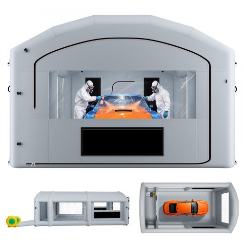 

VEVOR Cabine de Peinture Gonflable 8x4,5x3 m Souffleurs de 750W+950W Gris, Tente de Pulvérisation Portable avec Filtre en Coton et Espace Vestiaire, Toit Arqué, pour Pickup Moyen, Grands Meubles